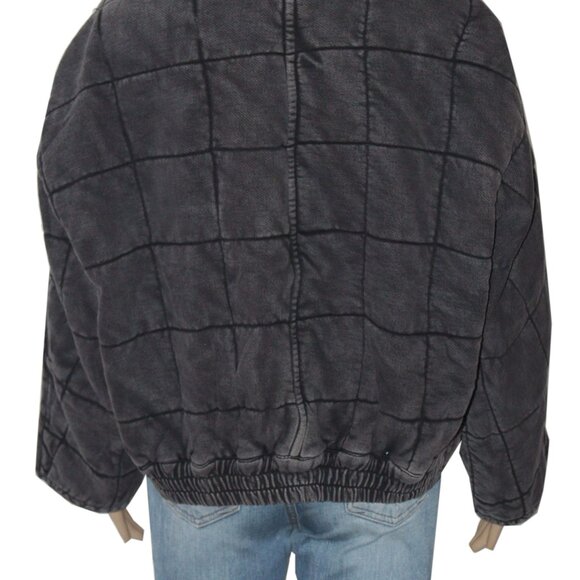 Free People Dolman Quilted Knit Jacket Oversized Front Zip Black - Picture 7 of 8